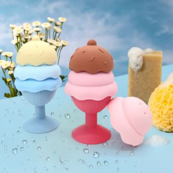 New Arrivals BPA Free Kids Bath Toy Suction Cup Educational Baby Toys Silicone Ice Cream Stacking Toys - Dongguan Wanghong Silicone Rubber Products Co., Ltd - China