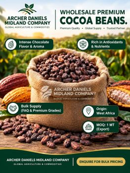 Premium Cocoa Beans – Grade 1, Fermented & Sun-Dried | Bulk Wholesale Supply from ARCHER-DANIELS-MIDLAND COMPANY Premium Cocoa Beans – Grade 1, Fermented & Sun-Dried | Bulk Wholesale Supply - ARCHER-DANIELS-MIDLAND COMPANY - United States