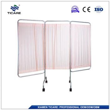 Hospital Pink PU Leather Stainless Steel Medical Folding Privacy Screens with Castors - Xiamen Ticare Imp. & Exp. Co., Ltd. - China