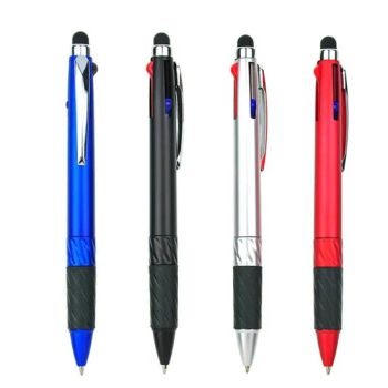 Multi Function Tricolor Plastic Ball Pen Stylus Touch Pen MOQ 500PCS HS Code 96081000 Color Multicolor Open Style Click Specification - Guangzhou Kinglaiky Industrial Ltd., - China