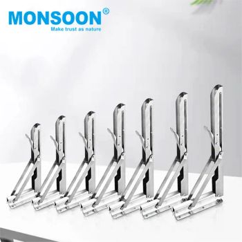 Heavy Duty Wall Mounted Stainless Steel Adjustable Table Shelf Support Powder Coated F Angle Sliver Folding Bracket with Screws - Monsoon Import Export (Guangzhou) Limited - China