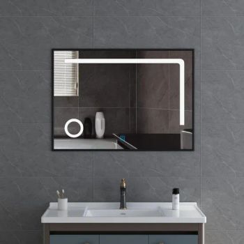 Bathroom Decorative Black Aluminum Frame LED Mirror Magnifying Make-up Mirror Anti-Frog Touch Sensor Switch Dimmable Light - Hangzhou Fuyi Household Products Co., Ltd. - China
