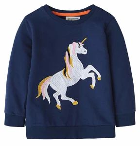 Girls Cotton Crewneck Cute Embroidery Sweatshirts HS Code 62 Gender Girl Origin China Type T-shirt Stature 75-85cm Technics Knitted - XIAMEN TOPSUN APPAREL CO., LTD. - China