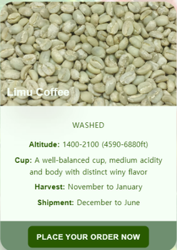 Ethiopian Limu(washed) grade 2(cup score 80-84) organic green coffee beans - Allthatnet - South Korea