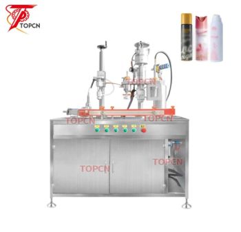 Semi Automatic Pneumatic Gas Valve Spray Paint Can Aerosol Filling Capping Machine - Guangzhou Topcn Machinery Co., Ltd. - China