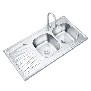 Supplier Wholesale Stainless Steel Kitchen Double Trough Sink with Plate CE/SGS/ISO Sink Certification Fregadero De La Cocina - Zhongshan Liangshun Kitchen & Bath Co., Ltd. - China