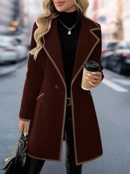 Womens Casual Commuter Black White Color Block Long Wool Blend Coat - Guangzhou Shengli Clothing Co., Ltd. - China