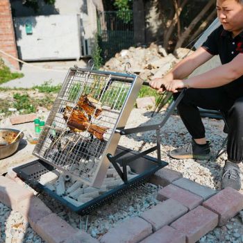 New Portable Camping Easy Charcoal Flip Folding BBQ Grills Origin China Certification CE Model NO. SKJ-010 Finishing Not Coated - Huizhou Haorui Hardware Technology Co., Ltd. - China