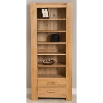 Wholesale Wooden Solid Oak Large Bookcase, 2 Drawers Tall Hallway, Living Room, Study Room, Home-Office Bookshelf - Qingdao Crescent Furniture Co., Ltd. - China