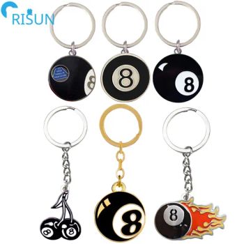 Factory Customized Enamel Black 8 Eight Billiard Pool Ball Pool Ball Llavero Keychains Keyrings Custom Pool Ball Key Chains - Shenzhen Risun Trading Co., Ltd. - China