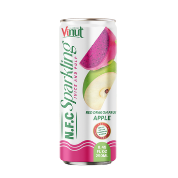 250ml VINUT NFC Sparkling Red Dragon Fruit & Apple Juice with Pulp – Healthy & Low Carbonated Beverage - Nam Viet F&B - Vietnam