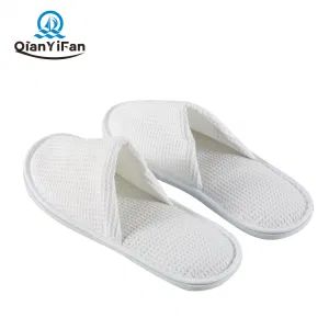 100% Cotton Recyclable Waffle Slippers Hotel Bathroom SPA Disposable Waffle Slippers Customizable Logo - JiangSu QianYiFan International Trading Co.,Ltd - China