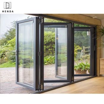 Aluminum Patio / Balcony Double Glass Exterior Accordion Folding Door Folding Glass Balcony Aluminium Bifold Doors - Guangzhou Henda Door and Window Co., Ltd. - China