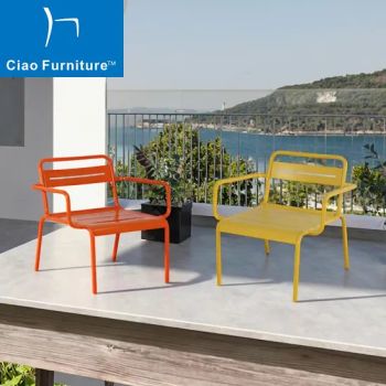 Modern Outdoor Furniture Restaurant Garden Metal Chair Colorful Aluminum Dining Arm Chair - Foshan Shunde Ciao Furniture Co., Ltd. - China