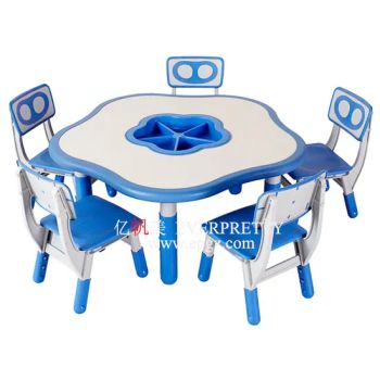 School Kindergarten Furniture Ergonomical Design Colorful 5 Seats Height Adjustable Kids Study Table and Chair Set - Guangdong Everpretty Furniture Co., Ltd. - China