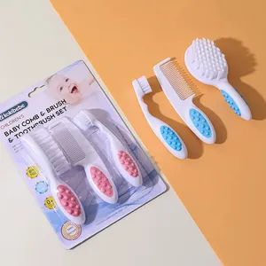 3 Pieces Newborns Beard Brush and Comb Set Baby Care Kit Children s Soft Plastic Hair Toothbrush Care Comb Set - Kingsun Baby Products Co., Ltd. - China