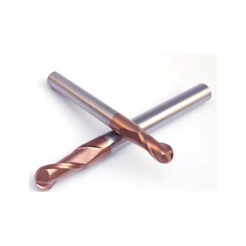 Tisin Bronze Coating HRC58 Ball Nose End Mills 2 Flutes - Changzhou Hongjian Tools Co., Ltd. - China