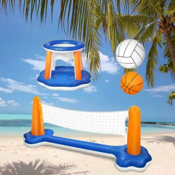 Inflatable Swimming Pool Floating Party Toy Set with Volleyball Net and Basketball - Ningbo Bonny E-Home Co., Ltd. - China