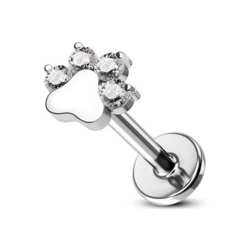 ASTM F136 Titanium Jewelry Zircon Stone Heart-Shaped Cat Claw Top 0.9mm Thread Labret Piercing Fashion Rings Labret Studs Wholesale - Dongguan Jiang Titanium Jewelry Co., LTD - China