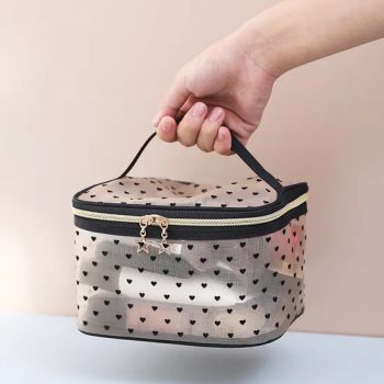 Nylon Mesh Black Heart Printed Cosmetic Makeup Bags Set 13*21*12 - Hangzhou Huaxin Industry & Trade Co., Ltd. - China