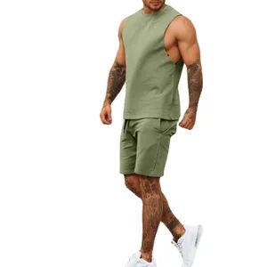 Plus Size Men's T-Shirts Summer Gym Sleeveless T-Shirt Sets Fitness Sets - Harvest SPF Textile Co., Ltd. - China