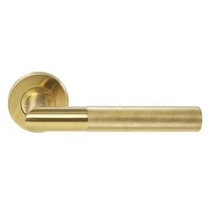 Rose Golden Zinc Alloy Designer Knurled Door Handle with Satin Brass Finish - EC Hardware Co., Ltd. - China