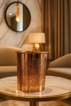 Handcrafted Pure Copper Glass / Engraved Traditional Floral Design - Samar Innovative - India