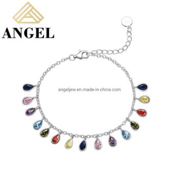 Wholesale Accessories 925 Silver Jewellery Rainbow Cubic Zirconia Gemstone Crystal Stone Elegant Drop Hoop Earring Necklaces Fine Jewelry Fashion Bracelets - Guangzhou Angel jewellery co.,ltd - China