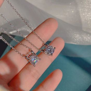 925 Sterling Silver Zircon Choker Necklaces Simple Shiny Diamond Pendants - Shenzhen Marvel Electronic Co., Ltd. - China