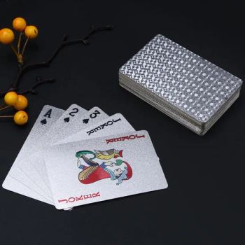 Jcoral 2 Pack Waterproof Silver Playing Cards Diamond Silver Poker Cards Dollar Playing Cards Plastic Silver Foil Cards Highly Flexible (Silver) - Carrie Smart (Shenzhen) Co., Ltd. - China