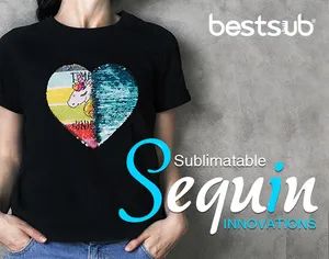 Bestsub Sublimation Fashion Fabric Clothes Flip Sequins Adhesive Decora for Clothing T Shirt Heart Light Blue W White  - BestSub Technologies Co Limited - China