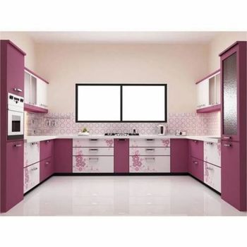 Modular Kitchen Cabinets Brand EBCO Appearance Modern Pattern Design Plain Product Type Customized Door Finishing - Bamboo Interiors - India