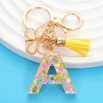 Hot Sale Letter Custom Filled Oil Liquid Glitter Paper Resin Plastic Tassel Keychain - Jinjiang Naike Eco Technology Co., Ltd. - China