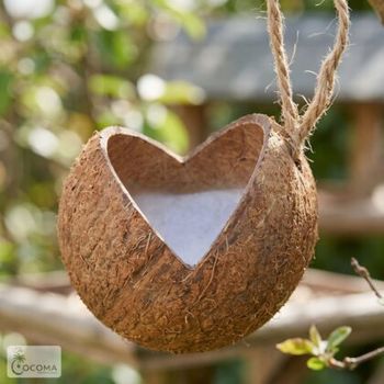 Handmade Coconut Shell V Cut Bird Feeder | Eco-Friendly Hanging Bird Feeder - ASR Exports  - India