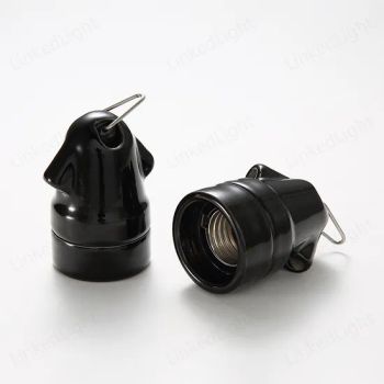 Black E27 Ceramic Lamp Holder LED Light Socket for Pendant Lamps - Zhongshan Linkedlight Lighting Technology CO.,LTD - China