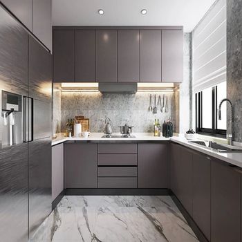 Pvc Modular Kitchen Maintenance Easy Cleaning Material Polyvinyl Chloride Aesthetic Feature Modern Look Durability Waterproof, - Arete Architectural Design Studio - India