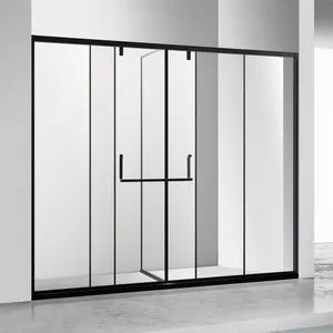Matt Black Frame Tempered Glass Shower Partition with Sliding Shower Doors - Foshan Aqua Gallery Company Limited - China