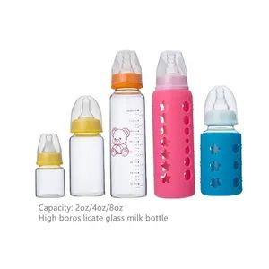 High Borosilicate Drinkware Glass Baby Bottle Standard Neck Feeding Bottle with Silicone Sleeve Soft Nipple Newborns Glass Baby Feeder Baby Product - Kingsun Baby Products Co., Ltd. - China