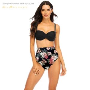 Womens Swimwear Floral Hard Cup High Waist Swimsuit Conservative Underwire with Chest Pad Bikini Cover Belly Stretch Breathable Split Summer Swimsuit - GUANGZHOU HUMLISUN IMP & EXP CO.,LTD. - China