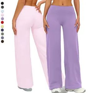 Eck5529-1 Womens Loose Lounge Wide-Leg Pants -Brushed Fabric, High-Waisted Trousers for Running, Lounge & Outdoor - Hangzhou Sheva Garment Co., Ltd - China