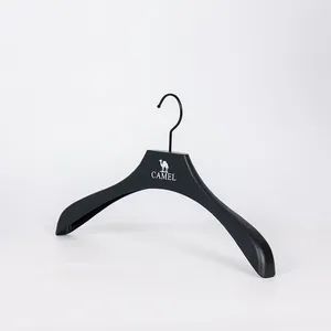 Clothing Store Luxury Custom Black Plastic Coat Hangers with Logo - Quanzhou Hexing Display Products Co., Ltd. - China