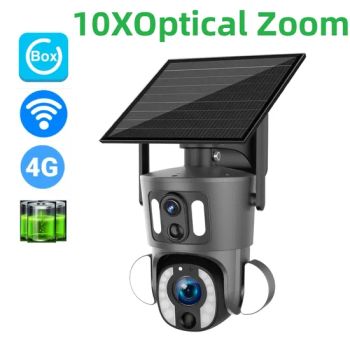 10X Optical Dual Lens Rechargeable Battery Powered WiFi 4G Wireless WiFi IP Security Solar CCTV Camera - Haining Qiruite Photoelectric Co., Ltd. - China
