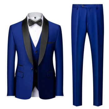 Elegant Dark Blue Men's Suit for Evening Wear Time 7 Days Origin China Gender Men's Material Wool Piece Two-Piece Pattern Striped - SHANDONG AOSHI GARMENTS CO., LTD. - China