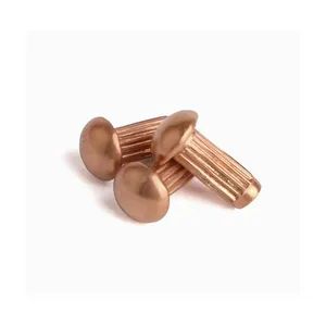 High-Quality GB827 Copper Round Head Knurled Solid Rivets for Name Plates M2m3m4m5*10mm - Hebei Lingke Metal Products Co., Ltd - China