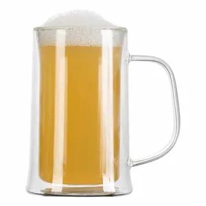Double Layer Borosilicate Glass Cup Wholesale Clear Beer Mug with Comfortable Handle - Hebei Xingchen Glass Technology Co., Ltd. - China