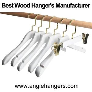 Top Luxury Wood Custom Wooden Clothes Hangers with Chrome/Golden Flat Hook in Glossy/Matt Black/White/Natural Color Suit/Coat/Shirt/ Other Garment Display - Angie Hangers Co., Ltd - China