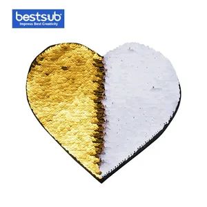 Bestsub Sublimation Flip Sequins Adhesive Heart Gold W White  - BestSub Technologies Co Limited - China
