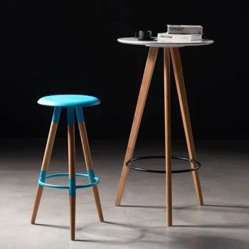 MDF Bar Table and Bar Chairs Bar Stools with Wood Legs High Table - TIANJIN CHRCASE FURNITURE TECHNOLOGY DEVELOPMENT CO., LTD. - China