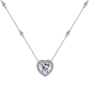 Romantic Classic Fine Jewelry Wedding Necklaces S925 Sterling Silver Pink Heart Shape Pendant Necklace for Women - Guangzhou Peishang Jewelry Co., Ltd. - China