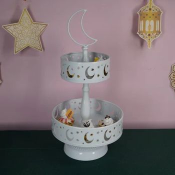 Party Decorate Cake Stand Two-Tier Ramadan Iron Castle Tray Wedding Holiday Decoration Candy Stand for Eid Mubarak Supplies - Ningbo General Union Co., Ltd. - China